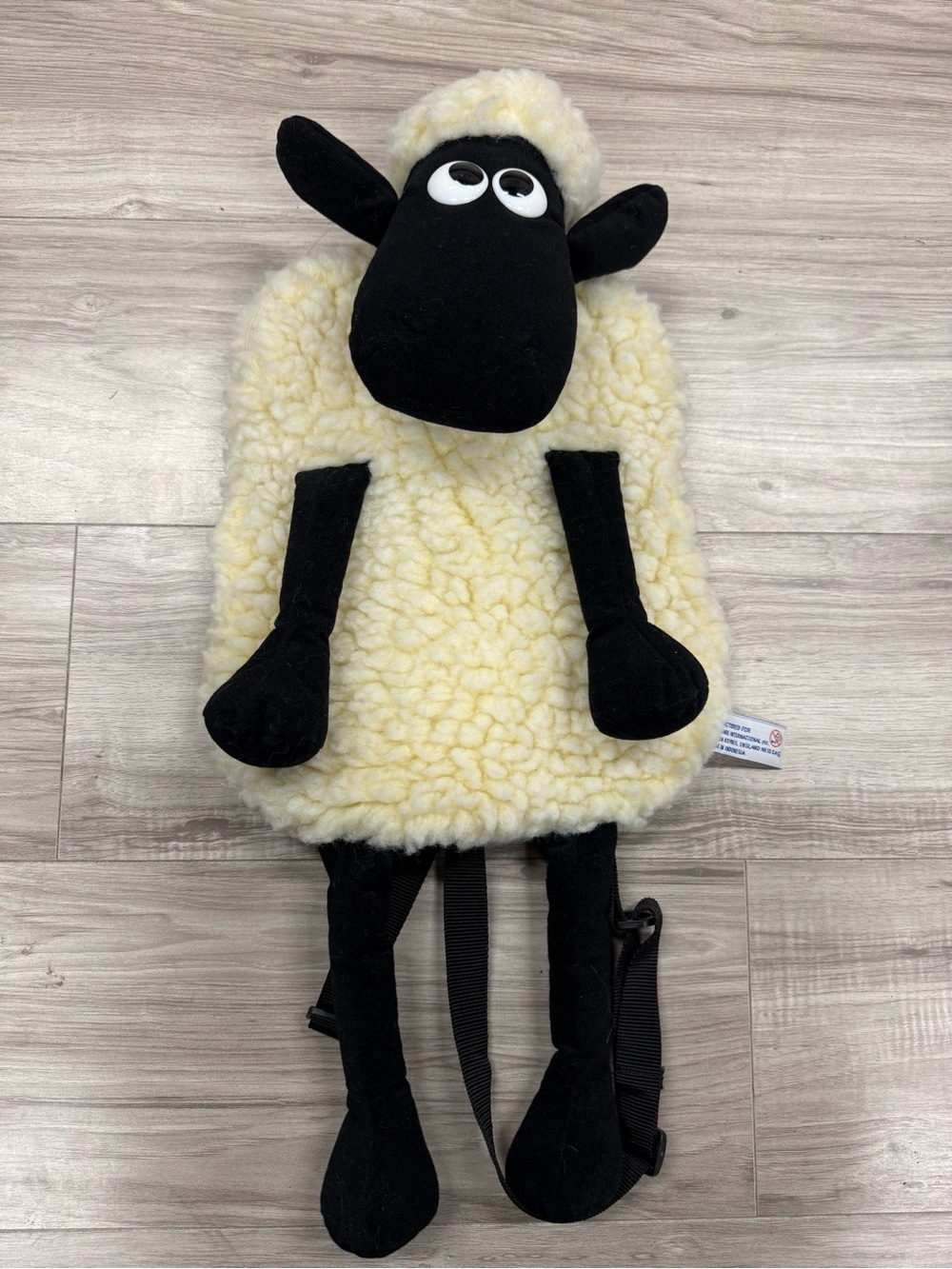 Vintage Shaun The Sheep Plush Backpack - Cream and Black Rare Like New